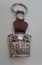 Vintage Brighton Key Ring  Purse Keychain Fob Silvertone Leather Loop Strap - $13.86