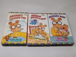 Arthur VHS Lot Of 3 Tapes Chicken Pox Arthur&#39;s Baby Arthur Writes a Stor... - £11.72 GBP