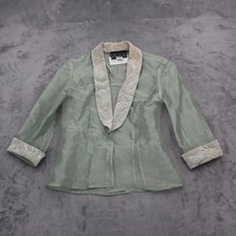 Alex Evenings Jacket Womens S Green Long Sleeve Sheer Open Front Blazer - £20.08 GBP
