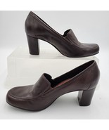 Antonio Melani Square Toed Brown Pumps Size 7.5 Narrow Chunky Heels - $28.06