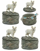 Small Moon Albino Snow White Wolf Rounded Jewelry Box Figurine Decor Set... - £23.97 GBP