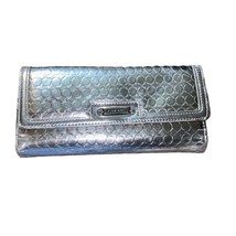 Nine West Silver Metallic Trifold Envelope Wallet with back zipper compartment  - $23.15
