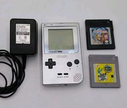 Nintendo Game Boy Pocket Bundle w/ 2 Games MGB-001 Console Silver Tested... - $48.37