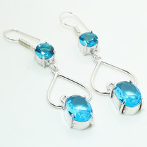 London Blue Topaz Gemstone Handmade Drop Dangle Earrings Jewelry 2.50&quot; SA 3990 - £4.01 GBP