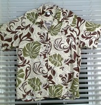 Kad Creations XL Men&#39;s Hawaiian Shirt Aloha Wear Hibiscus Leaves Polka Dots - $11.88