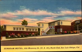 1950 Sunbeam Motel. San Luis Obispo, Ca.Linen Postcard BK55 - £3.91 GBP