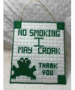 Handmade Green and White Yarn No Smoking I may Croak Sign with Googley E... - £7.92 GBP