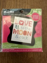 Bucilla Cross Stitch Kit Love U To The Moon &amp; Back #45733 2 1/16” X 2 9/... - £4.67 GBP