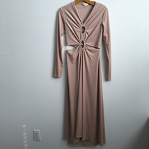 ALC Dress Pink Velvet 6 Cutout Side Long Sleeve Midi Keyhole Stretch Mid... - $54.35