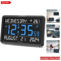 Modern Large Display Alarm Clock with Date, USB Port &amp; Dimmable Brightness - $70.24