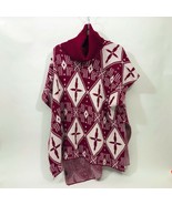 EUC GM Womens One Size Southwestern Design Poncho Burgundy and White - $24.72