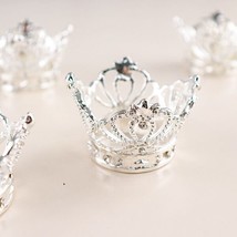 4 Silver Round Metal Crown Rhinestones Napkin Rings Party Events Home Gift - £19.99 GBP
