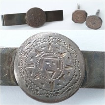 VTG 925 Celestial Sun Aztec Calendar Tiebar Cufflink Set 21g. Hencho en Mexico - £31.88 GBP