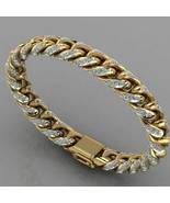 2.50 Ct Round Cut Diamond Miami Cuban link Bracelet 14K Two Tone Gold Fi... - $275.43 CAD
