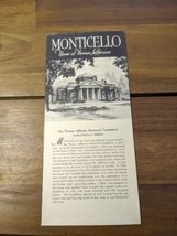 Monticello Home Of Thomas Jefferson Map Brochure - £19.77 GBP