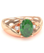 Men&#39;s Designer Lab-Created Emerald Diamond Ring In Solid 14k Rose Gold - $14,864.18 MXN