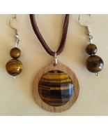 wood pendant and earing set - $38.00