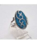 SOUTHWESTERN DESIGN VINTAGE 925 STERLING SILVER TURQUOISE MOSAIC RING SI... - €66,46 EUR