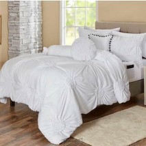 Sunflower-10-piece 14" Deep Comforter Set Full/Queen White Polyester Microfiber - £66.83 GBP