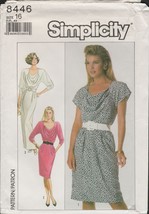 Simplicity 8446 Drape Cowl Neck Dress Knee or Formal Length Pattern Sz 1... - $14.69