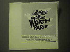 1970 Je Reviens Perfume Advertisement - Je Reviens Parfums Worth Paris - £14.82 GBP