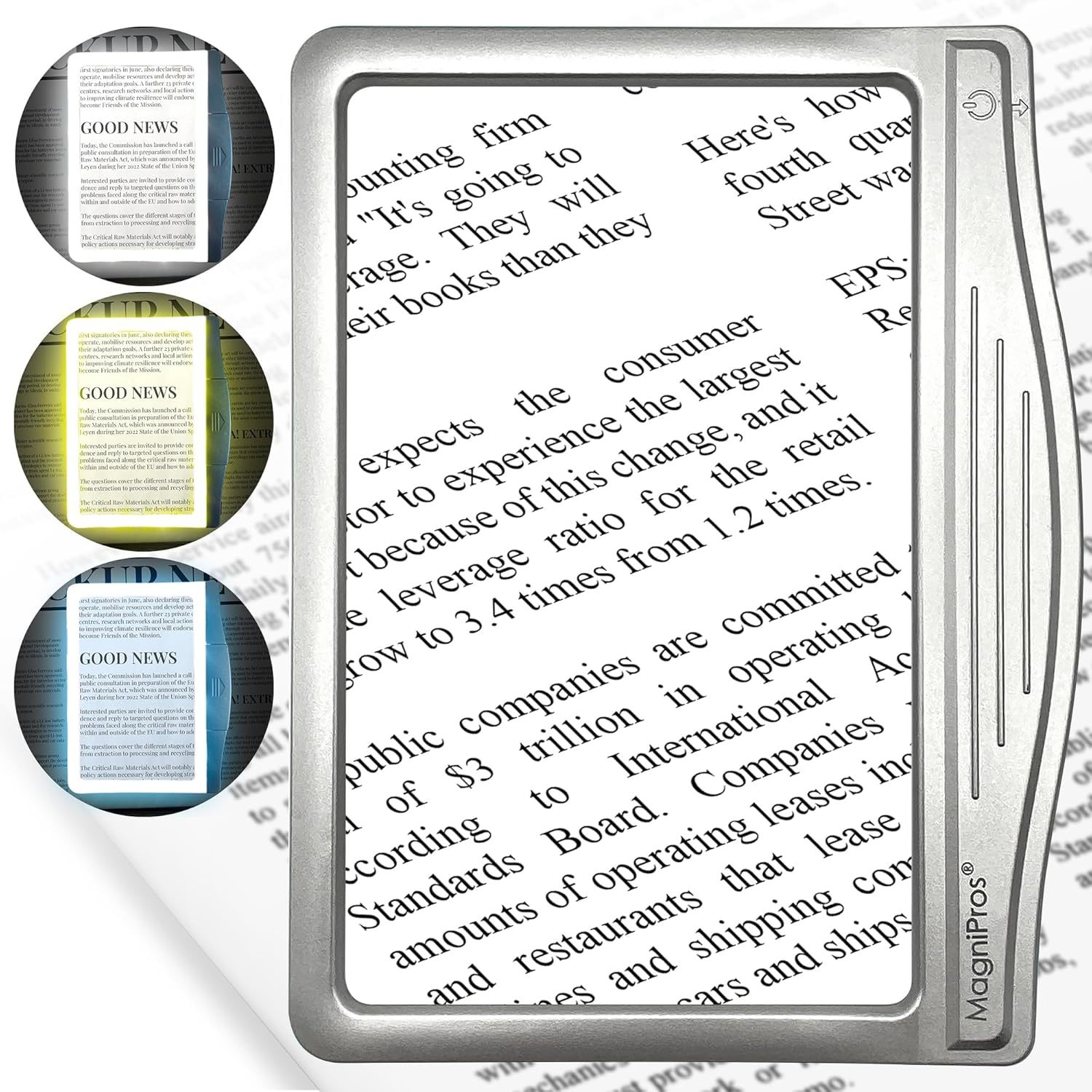 Magnipros 5X Large Led Page Magnifier For Reading With 3 Color Lighting ... - $32.99