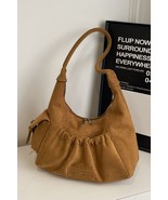 Ruched Suede Handbag with Zipper - $47.17 CAD