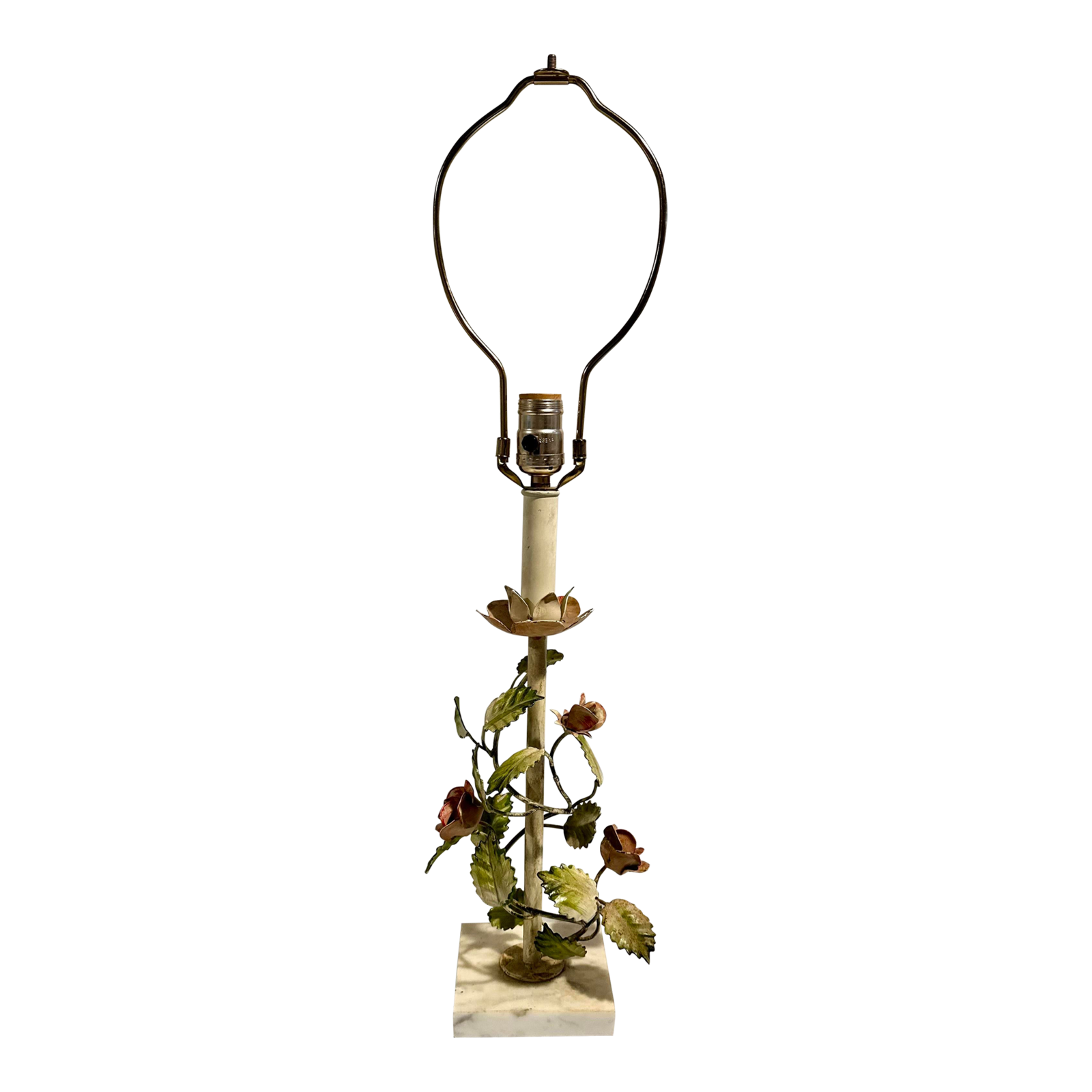 Vintage Tole Roses Table Lamp, 1950s Italy - $168.75