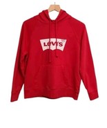 Levi&#39;s  Hoodie Womens Size Medium  Red  Batwing Spellout Sweatshirt Casual - $13.86