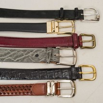 Lot of 6 Mens Leather Belt Designer Labels XL Perry Ellis Fossil etc. - $98.99