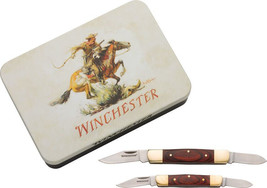 Winchester Stockman Combo Pocket Knife Stainless Steel Blades Brown Wood... - $39.59