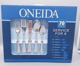 Oneida 70 Piece Empresa Stainless Flatware set for 8 with serving peices - £113.39 GBP