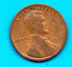 1919 Lincoln Wheat Penny - Circulated Moderate Wear Heaviest on date - $0.35