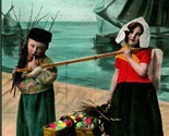 Vtg Postcard 1910 Easter Greeting Dutch Children Carrying Baskets Full o... - $5.89