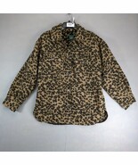 Wild Fable Leopard Animal Print Fleece Coat Women&#39;s M Snap Closure Overs... - $514.50 MXN
