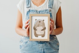 Digital File Cute Bear Watercolor Nursery Wall Art Instant Download Kids... - $1.50