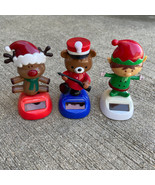 Christmas Lot Of 3 Solar Wigglers Dancing Rudolph, Elf, Toy Soldier Bear - £9.90 GBP