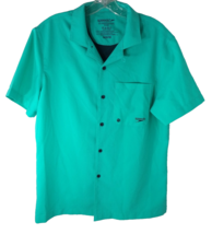 Speedo Golf Men&#39;s Medium M Short Sleeve Button Down Up Shirt Green Polye... - $16.78