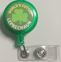 St Patrick&#39;s Day Leprechaun badge reel key card ID Holder lanyard retrac... - $10.50