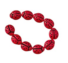 21 Preciosa Czech Glass Opaque Red Black Two Sided 9x7mm Ladybug Insect Beads - £3.94 GBP
