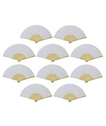 10 WHITE FANS Folding Paper Hand Fan Pocket Wedding Plain Bamboo Set Lot... - €11,07 EUR