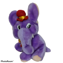 Purple Circus Elephant Red Hat Pachyderm Plush Stuffed Animal 9.5&quot; - £21.07 GBP