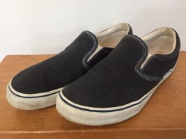 Lands End Navy Blue &amp; White Canvas Casual Slip On Sneaker Flat Boat Shoe... - $24.99