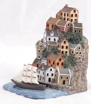 Charming Vintage Decorative Bookend of Serene Coastal Town - £10.52 GBP