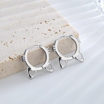 CIAXY Silver Color Cute Cat Earrings for Women Girl Personality Hollow Ear Buckl - £10.38 GBP