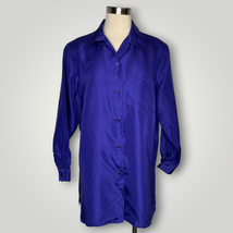 Vintage Top DVF Diane Von Furstenberg Silk Purple Button Front Silk Tuni... - $42.57