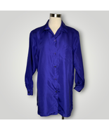 Vintage Top DVF Diane Von Furstenberg Silk Purple Button Front Silk Tuni... - £33.63 GBP