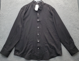 Coofandy Shirt Mens XL Black Solid Long Sleeve Wrinkle Free Collared But... - $20.32