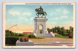 Sam Houston Monument Hermann Park Houston Texas TX UNP Unused Linen Postcard D17 - £2.30 GBP