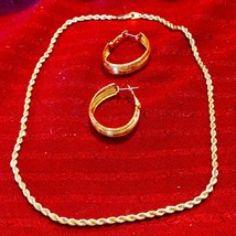 Beautiful gold chain necklace and gold earrings - $18.81